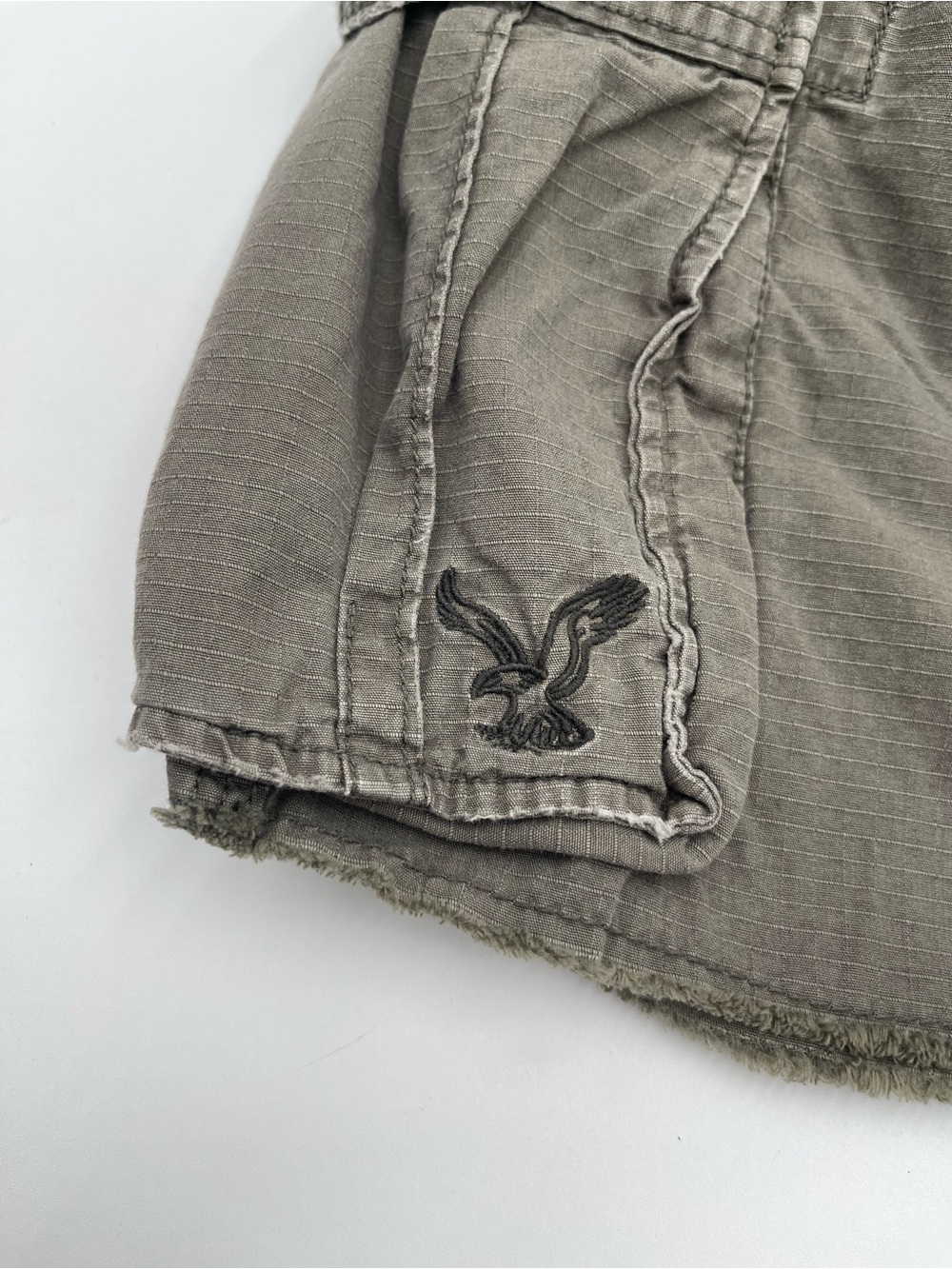 Y2K American Eagle Cargo Shorts Men's Size 34 Olive Green Regular Casual Cotton - Picture 6 of 12